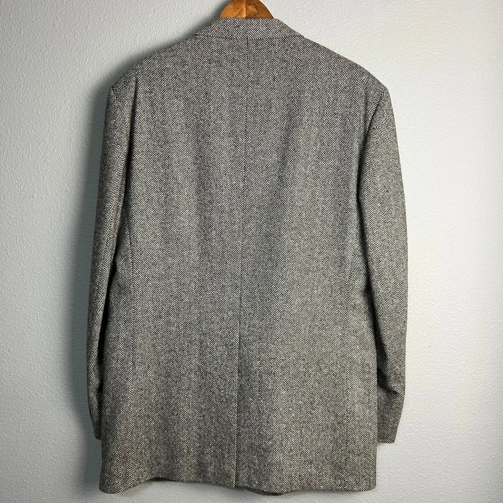 John Alexander Gray‎ Herringbone Blazer Wool Blend Sport Coat Jacket Mens 42L